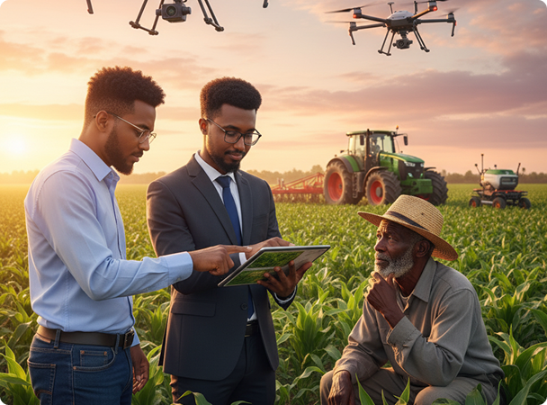 Farmers using tablet